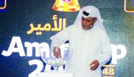 An official of Qatar Football Association conducting the draw proceedings of the Amir Cup on Sunday.