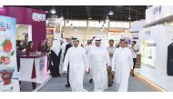 Qatar Chamber Chairman Sheikh Khalifa bin Jassim Al Thani, and other officials, touring the ‘Made in Qatar’ Expo which concluded in Kuwait yesterday. 