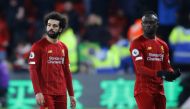 Liverpool's Sadio Mane and Mohamed Salah look dejected at the end of the match REUTERS/David Klein 