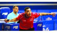 Alexandre Cassin of France in action against Finland's Benedek Olah during their preliminary round clash of the 25th edition of the Qatar Open at the Aspire Academy yesterday.