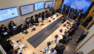 General view during a daily press briefing by World Health Organization on COVID-19 virus at the WHO headquaters on March 6, 2020 in Geneva. AFP / Fabrice Coffrini
 