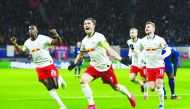 RB Leipzig's Marcel Sabitzer celebrates scoring their first goal. Reuters/Annegret Hilse