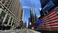 :A nearly deserted 7th Avenue in Times Square is seen near midday in Manhattan during the outbreak of the coronavirus disease (COVID-19) in New York City, New York, U.S., April 7, 2020. REUTERS/Mike Segar