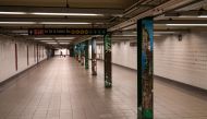 A subway station sits virtually empty at Union Square in Manhattan on June 01, 2020 in New York City.   John Moore/AFP 

