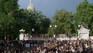 Thousands of demonstrators gather at Civic Center Park in Denver, Colorado on June 3, 2020, while protesting the death of George Floyd, an unarmed black man who died while while being arrested and pinned to the ground by the knee of a Minneapolis police o