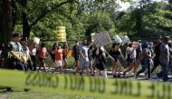 People attend a protest against racial inequality in the aftermath of the death in Minneapolis police custody of George Floyd, in Westbury, New York, U.S. June 10, 2020. REUTERS/Shannon Stapleton
