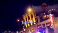 Police vehicles block the road after a shooting in Minneapolis, Minnesota, U.S. June 21, 2020, in this picture obtained from social media video. TWITTER @MRMINNESOTA24 /via REUTERS 