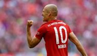 Bayern Munich's Arjen Robben celebrates scoring their fifth goal REUTERS/Andreas Gebert DFL regulations prohibit any use of photographs as image sequences and/or quasi-video/File Photo
