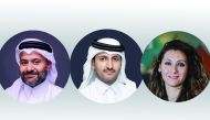 FROM LEFT: Yousuf Mohamed Al Jaida, CEO, QFC; Sheikh Ali Alwaleed Al Thani, CEO, Investment Promotion Agency of Qatar;  and  Heba Almasri, Managing Director, Qatar SportsTec.