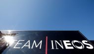 FILE PHOTO: Cycling - Tour de France - Castres, France - Team INEOS news conference - July 16, 2019 - The logo of Team INEOS is seen on a truck. REUTERS/Regis Duvignau/File Photo