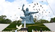Doves fly during a ceremony marking the 75th anniversary of the atomic bombing of Nagasaki, at the Nagasaki Peace Park on August 9, 2020.  AFP 