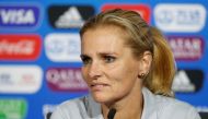 Netherlands coach Sarina Wiegman during the press conference REUTERS/Bernadett Szabo/File Photo