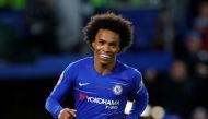 FILE PHOTO: Soccer Football - FA Cup Fourth Round - Chelsea v Sheffield Wednesday - Stamford Bridge, London, Britain - January 27, 2019 Chelsea's Willian celebrates scoring their third goal REUTERS/Eddie Keogh/File Photo