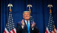US President Donald Trump speaks during the first day of the Republican National Convention on August 24, 2020, in Charlotte, North Carolina. President Donald Trump went into battle for a second term Monday with his nomination at a Republican convention w