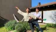 Dancers Manuela Lavalle and Facundo Luqui, who started with a colleague an international dance competition that encourages people to dance from home, as most theatres are closed due to the coronavirus disease (COVID-19) outbreak, pose for a photograph in 