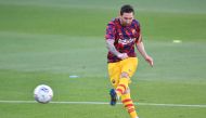Barcelona's Argentinian forward Lionel Messi warms up before the friendly football match between FC Barcelona and Nastic at the Johan Cruyff stadium in Sant Joan Despi, near Barcelona, on September 12, 2020. / AFP / Pau BARRENA