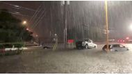 Vehicles are seen in an area affected by flood due to Tropical Storm Beta in Houston, Texas, September 21, 2020, in this still image from video obtained via social media. Video taken September 21, 2020. @PastorJaimeG via REUTERS