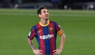 Barcelona's Argentinian forward Lionel Messi smiles during the Spanish league football match FC Barcelona against Villarreal CF at the Camp Nou stadium in Barcelona on September 27, 2020. / AFP / Josep LAGO