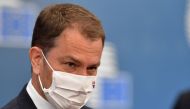 Slovak Prime Minister Igor Matovic arrives for the first face-to-face EU summit since the coronavirus disease (COVID-19) outbreak, in Brussels, Belgium July 17, 2020. John Thys/Pool via REUTERS/File Photo