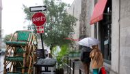 FILE PHOTO: Chairs are stacked outside a bistro as the Quebec government has ordered all restaurants, bars and casinos to close for 28 days effective midnight September 30 as coronavirus disease (COVID-19) numbers continue to rise in Montreal, Quebec, Can