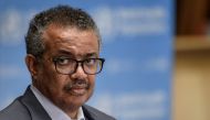 FILE PHOTO: World Health Organization (WHO) Director-General Tedros Adhanom Ghebreyesus attends a news conference organized by Geneva Association of United Nations Correspondents (ACANU) amid the COVID-19 outbreak, caused by the novel coronavirus, at the 
