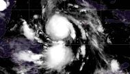 This NOAA/GOES satellite image shows Hurricane Delta over the Caribbean Sea early on October 6, 2020. Tropical storm Delta strengthened into a hurricane on October 5, 2020 in the Caribbean, and is expected to intensify as it passes over Mexico's Yucatan P