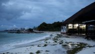 A general view shows an empty beach as Hurricane Delta approaches Cancun, Mexico October 6, 2020. REUTERS/Jorge Delgado