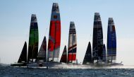 SailGP Teams compete during the start of the day one of the SailGP event in Marseille, France, September 20, 2019. REUTERS/Jean-Paul Pelissier/File Photo