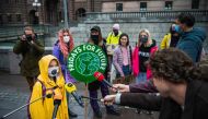Swedish climate activist Greta Thunberg is interviewed during a 