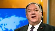 (FILES) In this file photo Secretary of State, Mike Pompeo speaks during a news conference at the State Department, October 14, 2020, in Washington, DC. / AFP / POOL / Manuel Balce CENETA
