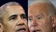 (COMBO) This combination of file pictures created on October 20, 2020 shows
former US President Barack Obama(L) at an innovative communications conference organised by Les Napoleons network group, where he appears as a guest of honour, in Paris, and Demo