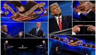 TOPSHOT - (COMBO) This combination of pictures created on October 22, 2020 shows US President Donald Trump and Democratic Presidential candidate and former US Vice President Joe Biden during the second and final presidential debate at Belmont University i