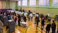 NEW YORK, NY - NOVEMBER 01: Voters cast their ballots at a polling station in Hunter-Bellevue School of Nursing polling station on November 1, 2020 in New York City. David Dee Delgado/AFP
