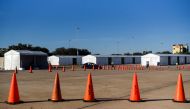 Tents are set up for drive-through voters ahead of Election Day in Houston, Texas, U.S., November 2, 2020. REUTERS/Callaghan O'Hare
