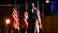 US Democratic presidential nominee and former Vice President Joe Biden wears a face mask as he reacts next to his wife Jill following early results from the 2020 U.S. presidential election in Wilmington, Delaware, U.S., November 4, 2020. Reuters/Mike Sega