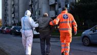 TOPSHOT - Emergency workers of the Italian Voluntary Association of First Aid and Public Assistance 
