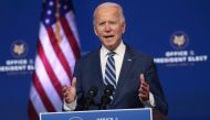 U.S. President-elect Joe Biden speaks about health care and the Affordable Care Act (Obamacare) during a brief news conference at the theater serving as his transition headquarters in Wilmington, Delaware, U.S. November 10, 2020. REUTERS/Jonathan Ernst??