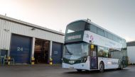 A world first hydrogen powered, zero emission double-decker bus is pictured in Ellon in Aberdeenshire, Scotland on November 5, 2020.  AFP / Michal Wachucik