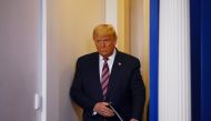 U.S. President Donald Trump arrives to speak about the 2020 U.S. presidential election results in the Brady Press Briefing Room at the White House in Washington, U.S., November 5, 2020. REUTERS/Carlos Barria
