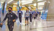 Ulsan Hyundai players arriving at Doha's Hamad International Airport ahead of the AFC Champions League East Zone matches yesterday. 