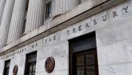 (FILES) In this file photo an exterior view of the building of US Department of the Treasury is seen on March 27, 2020 in Washington, DC. AFP / Olivier Douliery 