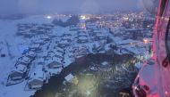 A rescue helicopter view shows the aftermath of a landslide at a residential area in Ask village, about 40km north of Oslo, Norway December 30, 2020. According to police several people went missing.