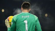 Burnley's English goalkeeper Nick Pope holds the ball during the English Premier League football match between Burnley and Sheffield United at Turf Moor in Burnley, north west England on December 29, 2020.  AFP / Dave Thompson 
