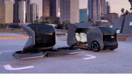 Two futuristic Cadillac concepts, an electric shuttle and an autonomous vertical take-off and landing (VTOL) drone, are seen in a still image from video presented by General Motors (GM) at the 2021 CES show on January 12, 2021. GM/Handout via REUTERS 