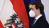 Austria's Chancellor Sebastian Kurz arrives for a news conference, as the spread of the coronavirus disease (COVID-19) continues, in Vienna, Austria January 17, 2021. REUTERS/Lisi Niesner