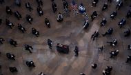 Senate Majority Leader Charles Schumer, D-NY, delivers remarks during the memorial service for U.S. Capitol Police officer Brian D. Sicknick, as he lies in honor in the Rotunda of the U.S. Capitol, in Washington, DC, U.S, February 3, 2021. Kevin Dietsch/P