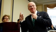 FILE PHOTO: Representative-elect Ron Wright (R-TX) reacts to drawing number 6 during a lottery for office assignments on Capitol Hill in Washington, U.S., November 30, 2018. REUTERS/Joshua Roberts/File Photo

