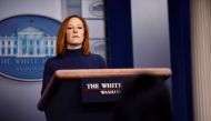 White House Press Secretary Jen Psaki delivers remarks during a press briefing at the White House in Washington, U.S., February 8, 2021. REUTERS/Carlos Barria
