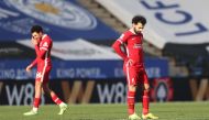 Liverpool's Mohamed Salah reacts after Leicester City's Harvey Barnes scores their third goal Pool via REUTERS/Carl Recine