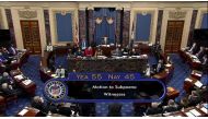 The US Senate votes 55-45 to call witnesses in the impeachment trial of former President Donald Trump on charges of inciting the deadly attack on the US Capitol, during the 5th day of the Senate trial on Capitol Hill in Washington on February 13, 2021. US